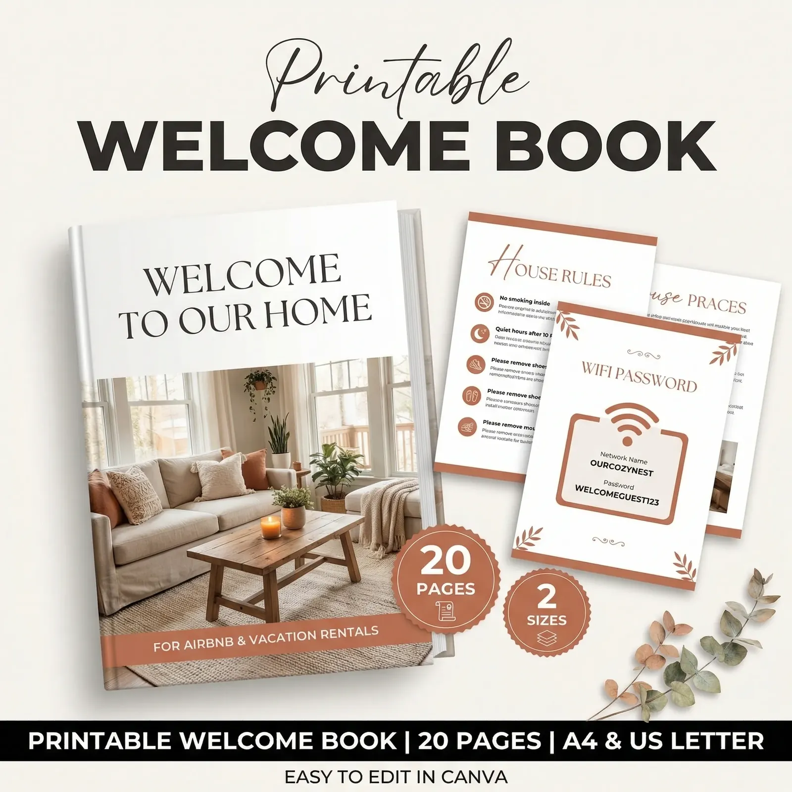 A page from the Airbnb Host Bundle welcome book, shown as an example of where guests can find stay information