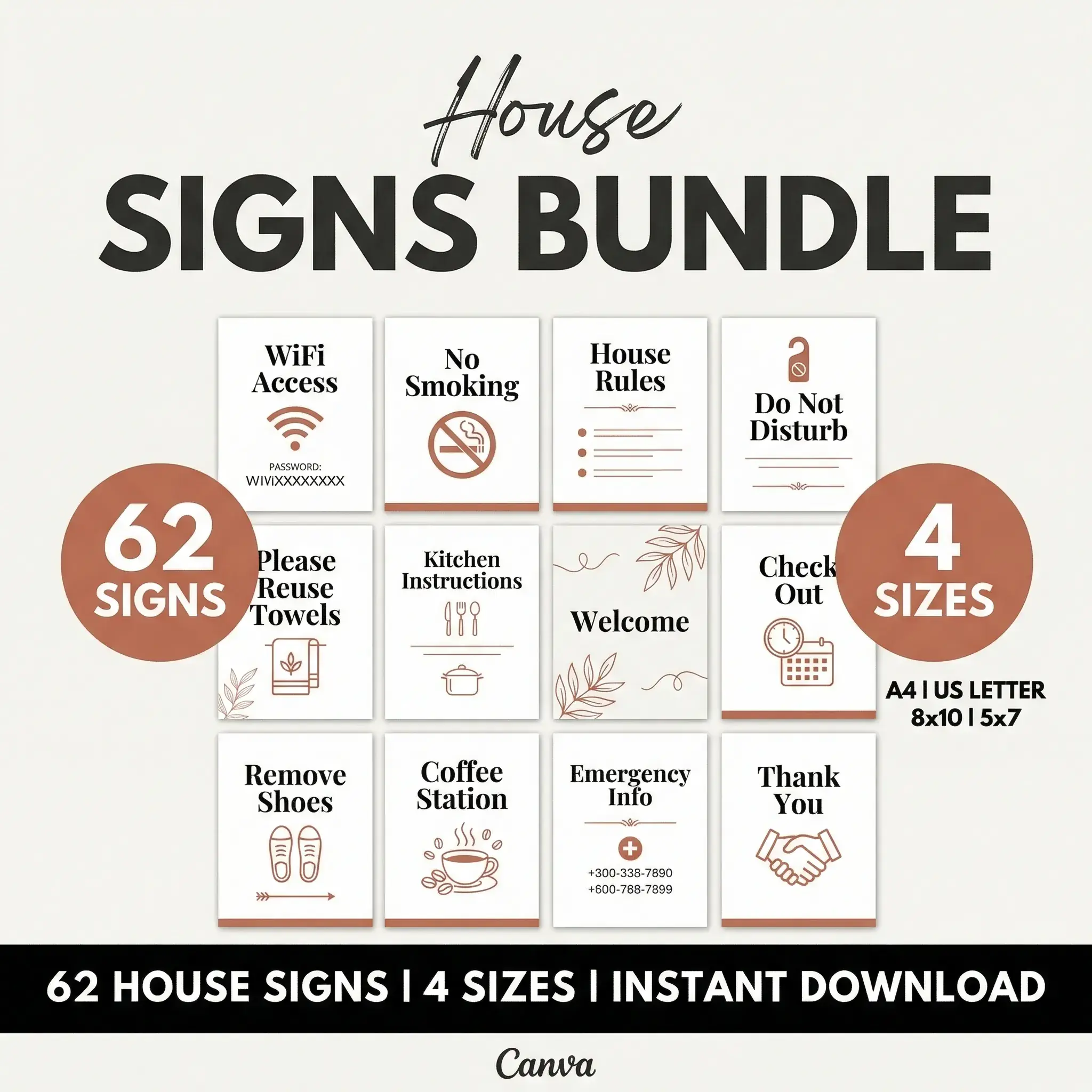 Airbnb Host Bundle house sign preview for guest-facing property instructions